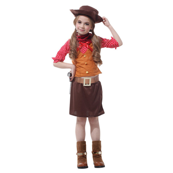 Shanghai Story Halloween children cosplay costume vaquero western cowboy carnival party costume of the girls