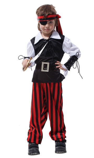 Shanghai Story Masquerade children's Eyed pirate cosplay costume Pirates of the Caribbean children pirate boy costumes