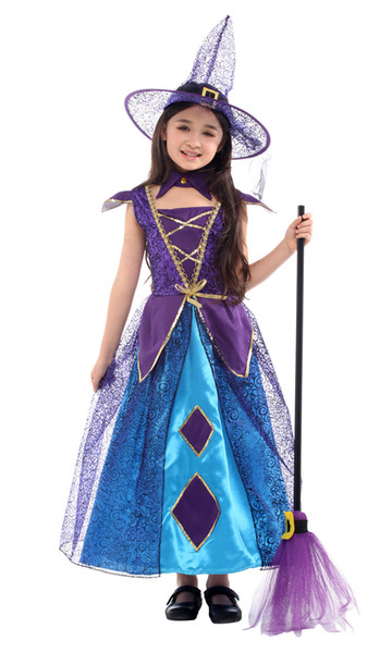 Shanghai Story Deluxe Witch Dress Girl Carnival Cosplay Clothing Halloween Costume For Kids Age 3-10 Years