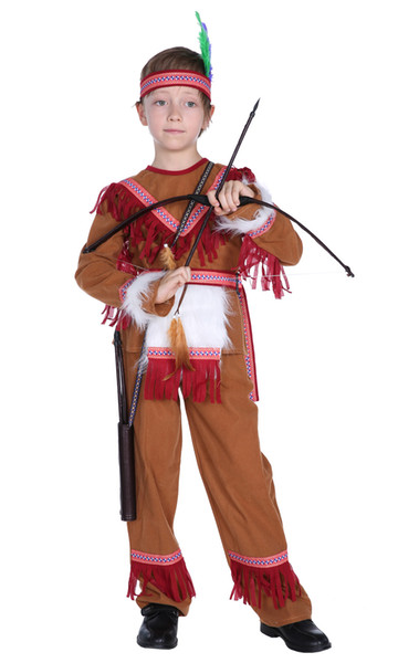 Shanghai story Primitive Indian Cosplay Kids Halloween hunter costumes for Children Carnival Purim Stage play party dress boy