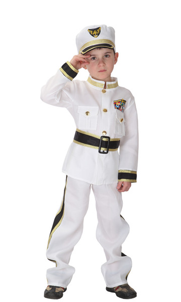 Shanghai Story Kids Child White Marine Boy Costume Navy Admiral Costumes for Boys Halloween Purim Party Carnival Cosplay