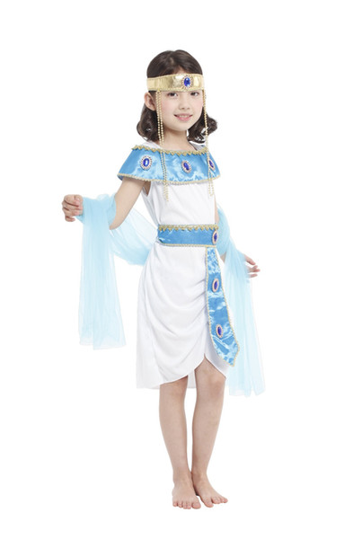 Shanghai Story Kids girl children cosplay costume Pretty Egyptian Princess dress + Shawl Halloween party supply