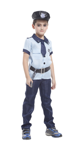 Shanghai Story Super Police Policeman Cosplay Halloween Christmas Party Disfraces Costume Boy Kids Children Game Stage Uniforms Suit