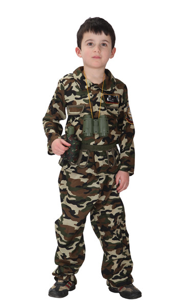 Shanghai Story Kids Camoflage Army Costume Special Force Soldier Uniform Woodland Camo Tactical Suit Halloween Fancy Dress