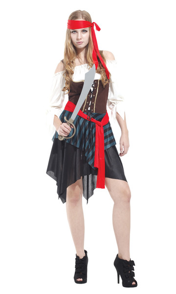 Shanghai Story Women Pirate dress cool Hot Sale Buccaneer Halloween Pirate Cosplay Costume Female Sexy Pirate Costumes for 155-175c