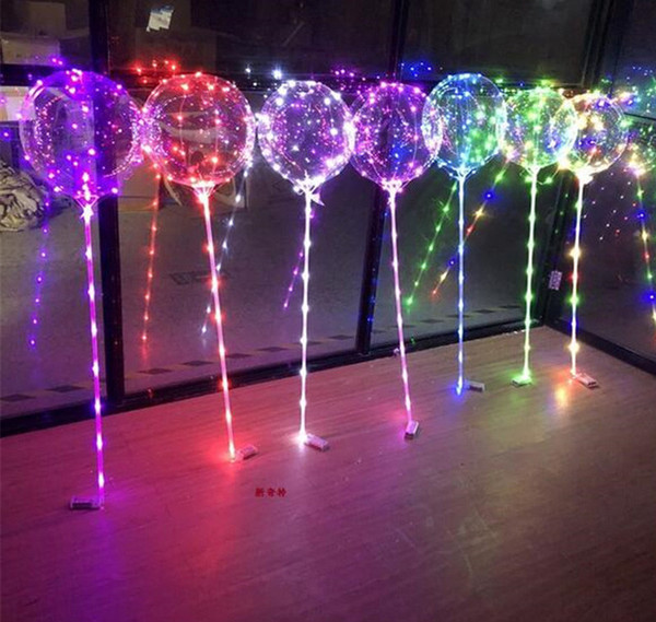 LED Lights Balloons Night Lighting Bobo Ball Christmas Wedding Decoration Bright Lighter Balloons With 80cm Stick 3M String Balloon A11224