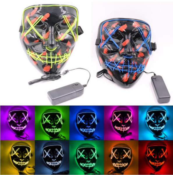 Halloween Mask LED Light Up Funny Masks The Purge Election Year Great Festival Cosplay Costume Supplies Party Mask