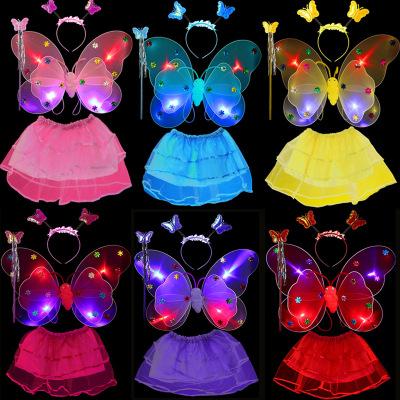 Halloween costumes cosplay children's stage costumes props girls performance costumes toys luminous angel butterfly wings four piece sets