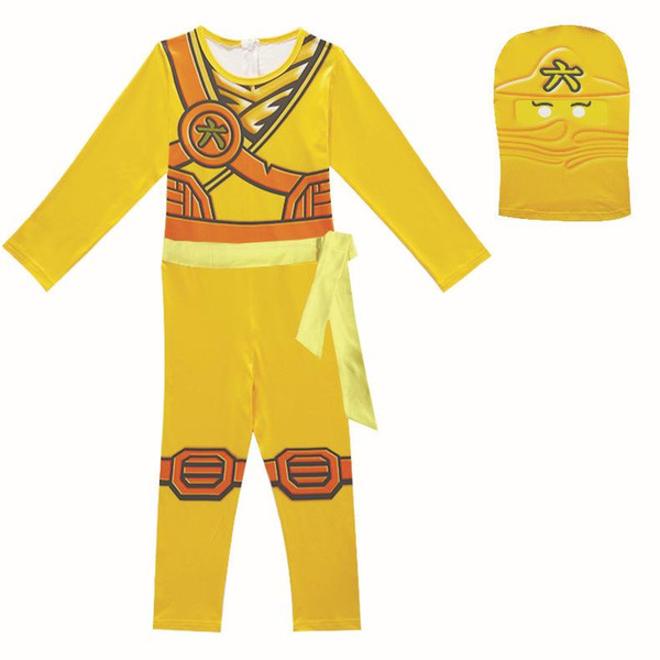 Ninjago Costume Boys Costumes Children Yellow Fancy Party Dress Up Halloween Costume For Kids Ninja Cosplay Superhero Jumpsuits Set