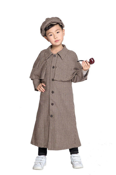 Sherlock Holmes Children's Suit Cosplay Fancy Dress Cosplay Outfit Carnival Costume SM2022