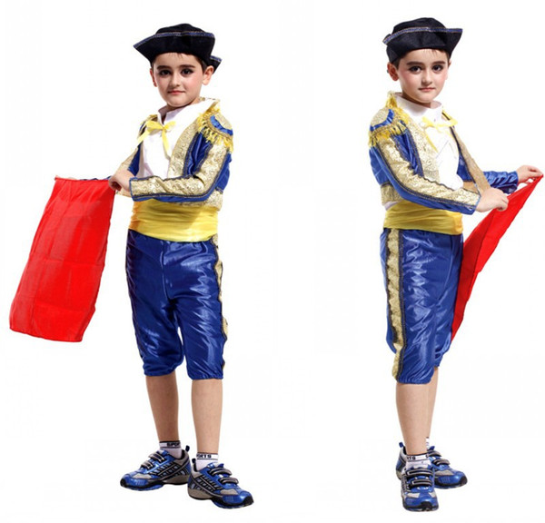 Cosplay costumes for Halloween Children's costumes Cos Spanish bullfighter clothing (jacket/jacket/trousers/hat/belt/scarf) Size M-L-XL