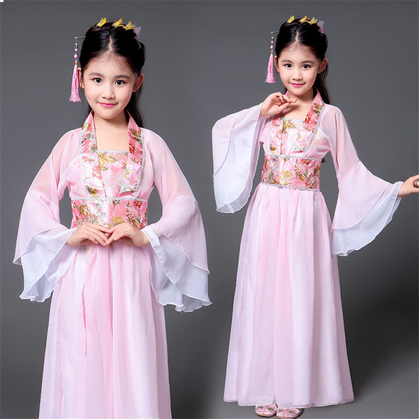 Hanfu Ancient Chinese Traditional Costume Girls Stage Dance Performance Dress Woman Folk Fairy Outfits Tangsuit for Kids