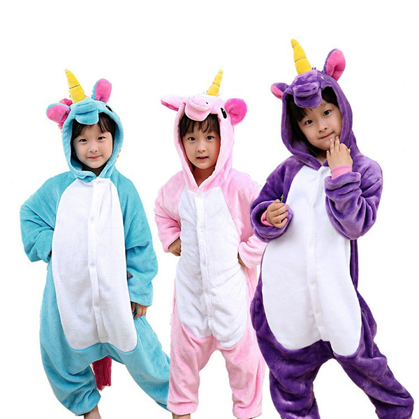 Unisex Children Kids Toddler Pajamas Unicorn Pyjamas One piece Cartoon Warm Winter Cute Bath Robe Sleepwear Pattern Hoodies