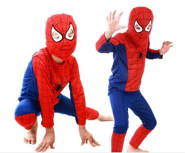 Lowest Price Wholesale Kids Red Spider-man Clothes Halloween Cosplay Costumes Tights Children Superhero Spider-Man Performance Set