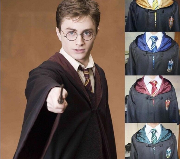 Harry Potter Robe Cloak Cape Cosplay Costume Kids Adult Harry Potter Robe Cloak Gryffindor Slytherin Ravenclaw Robe cloak KKA2442