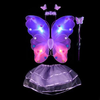 Halloween costumes cosplay children's stage costumes props girls performance costumes toys luminous angel butterfly wings four -piece sets