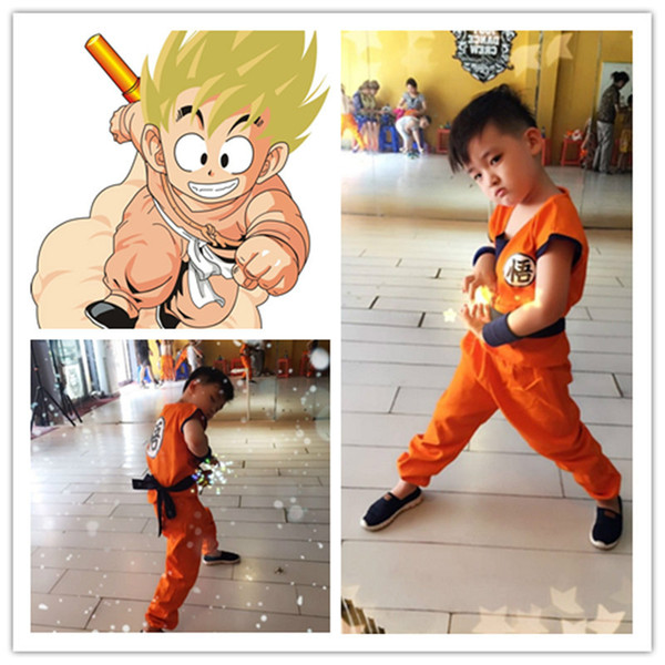 Halloween Costumes Dragon Ball Z DBZ Son Goku Cosplay Costume DB Clothes Cosplay for Children Top/Pant/Belt/Tail/Wrist new fashion