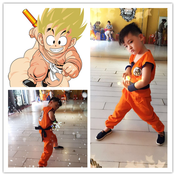 Halloween Costumes Dragon Ball Z DBZ Son Goku Cosplay Costume DB Clothes Cosplay for Children Top/Pant/Belt/Tail/Wrist T24