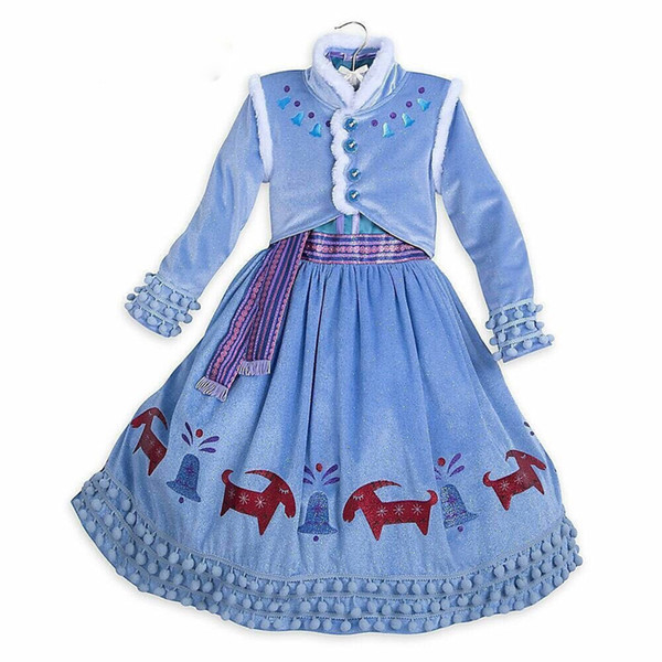 Free shipping Kids Frozen cosplay costume Dress Halloween Girls Princess Queen Dress children birthday party performance clothing