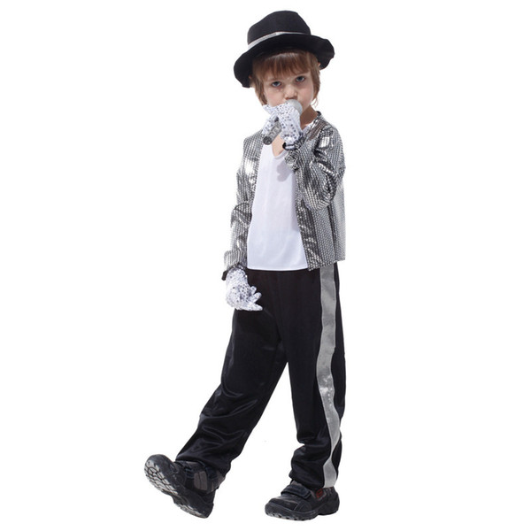 Kids Boys Michael Jackson Cosplay Costume Christmas New Year Purim Party Halloween Performance Fancy Dress Theme Costume