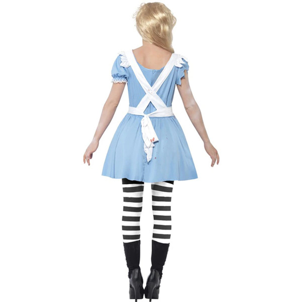 Zombie Adult Women Halloween Scary Zombie Maid Bloody Costume Horror Clothes Devil Vampire Dreadful Cosplay Party Outfit for Festival Girls