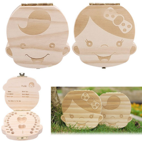 Baby Tooth Box Storage for Kids Save Milk Teeth Boys Girls Image Wooden Organizer Deciduous Teeth Boxes Creative Gifts Child Travel Kit 