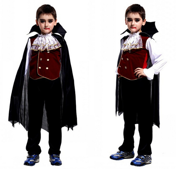 New Children's Halloween Role play the hero The new boy kids vampire costumes Halloween Cosplay costume Free shipping Ghost costume plays