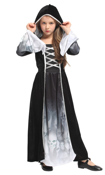 Shanghai Story Halloween Skeleton Scary Costumes Kids Children Demon Ghost Cosplays Carnivl Purim Stage play Masquerade party dress