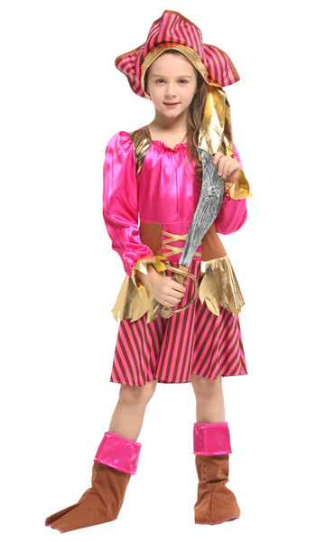 Shanghai Story Halloween Caribbean Pirate Captain Girls Play Costume Ball Party Children Cute Cosplay