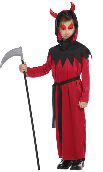 Shanghai Story Children Halloween Carnival Costume Red Devil Cosplay Costume Boy Fiend Hell Devil Demon Cosplay Kids