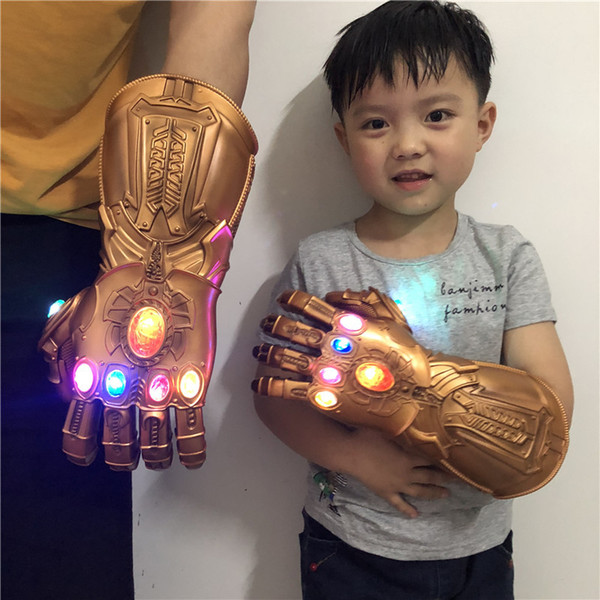 Marvel Avengers 4 Endgame Thanos Cosplay Gauntlet LED Light PVC Gloves for Boys Halloween Party Event Props Thanos Glove Adult Kids