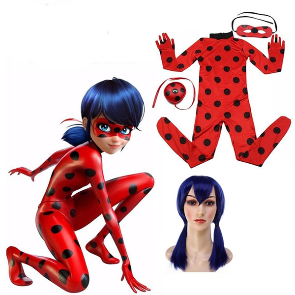 Theme Costume Miraculous Ladybug girl role playing clothes children costumes with wig accessories