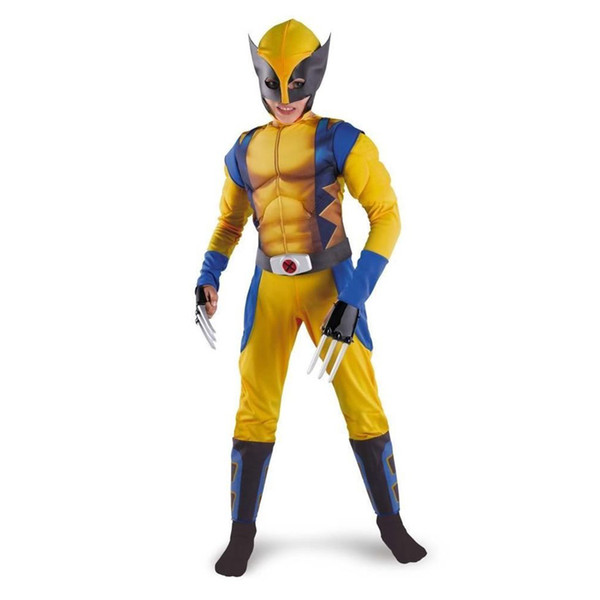 Promotion Boys X-man Logan Origins Marvel Superhero Halloween Costumes Kids Carnival Party Performance Cosplay Trendy Clothing