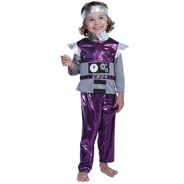 Halloween Cosplay Costume Children Robot Clothing for Kids Toddler Retro Robot Costume Boy Outer Space Halloween Carnival Holiday Party