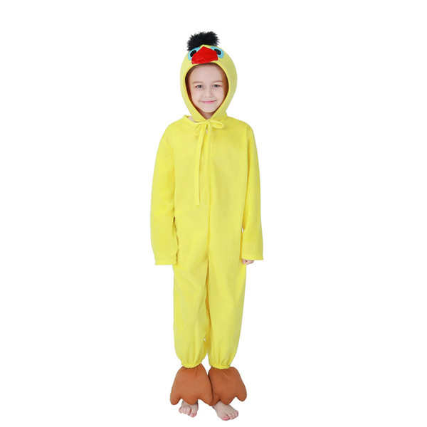 Girls Cartoon Animal Yellow Duck Costume Cosplay Clothes Children's Day Costumes Jumpsuit+Hat for Children Kids Wholesale PS050