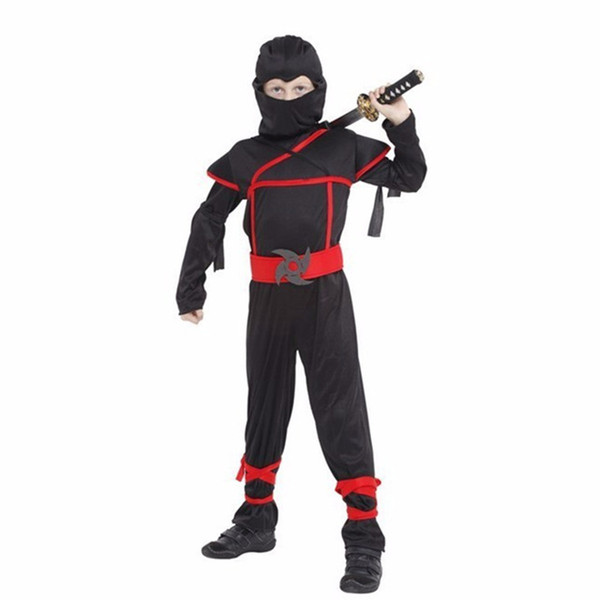 Children Super handsome Boy Kids black ninja warrior costumes Christmas Day New Year Purim Halloween party game gift