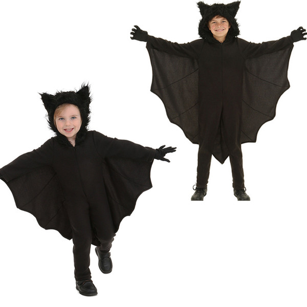 Halloween Animal Cospaly Kids Black Bat Vampire Costumes for Children Boy Gril Cosplay Costume Jumpsuit RF0186