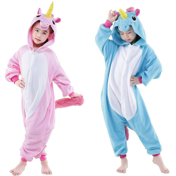 Blue and Pink Unicorn Cosplay Kigurumis Children Halloween Carnival Mardi Gras Costumes Kids Onesie Pajamas