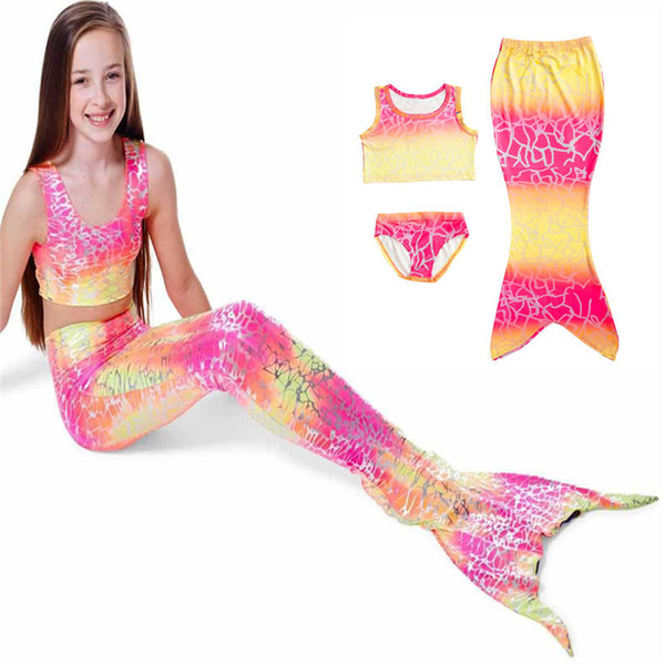 Summer Kids Bathing suit Baby Girls Mermaid Swimsuit 3pcs/lot Children Mermaid Swimwear Size: 110-140 Girls Clothes drop shipping