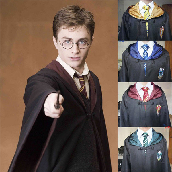 Harry Potter Robe Cloak Cape Cosplay Costume Kids Adult Harry Potter Robe Cloak Gryffindor Slytherin Ravenclaw Robe cloak 20pcs