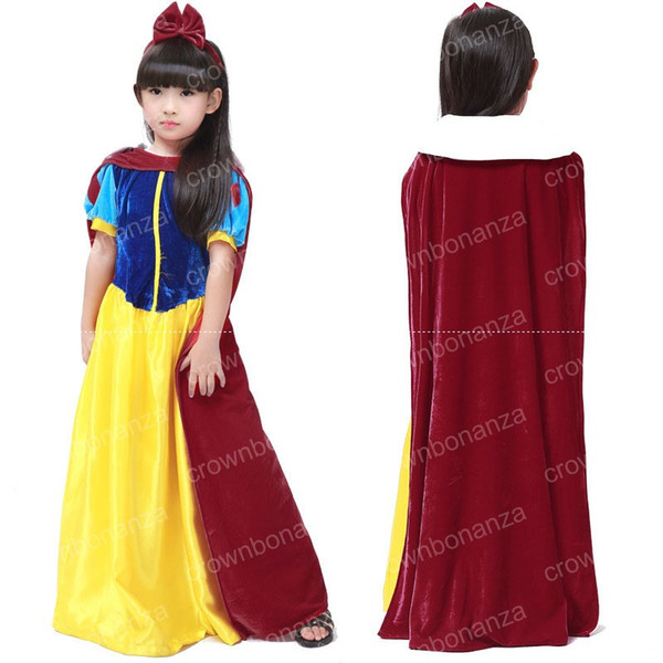 2 Pcs New High Quality Kids Princess Dress for girls Snow White Cosplay Costume Children Christmas Party Dress S-XL