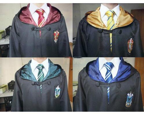 Free Shipping Gryffindor Slater Ravenclaw Hufflepuff Costume for Kids Adult Cloak Robe Cape Halloween Gift