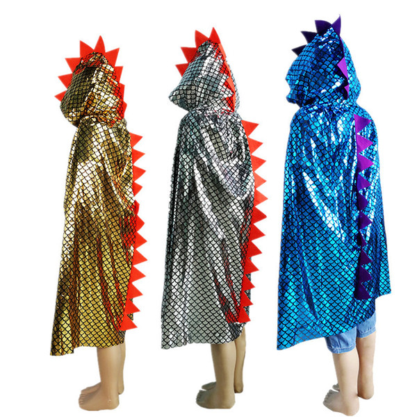 Kids Halloween Costumes Capes Witch Gold Foil Dinosaur Cloak Children Party Club Cosplay Clothes Teenager Hooded Capes Costumes