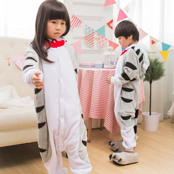 Chis Cat Pajamas Children Kids Boys Girls Animal Pajamas Chrismas Flannel Pajamas Winter Cartoon Animal Onesies Pyjamas