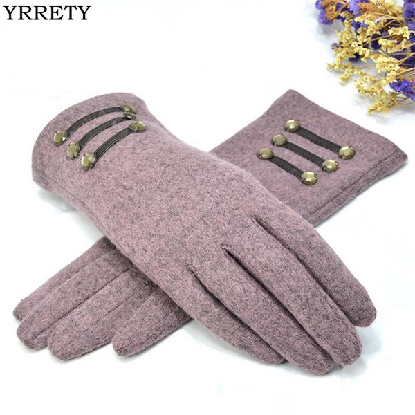 YRRETY Womens Outdoor Cashmere Gloves Autumn Winter Female Warm Inverted Mitten Cotton Wrist Screen Glove Solid Woman Wool Glove