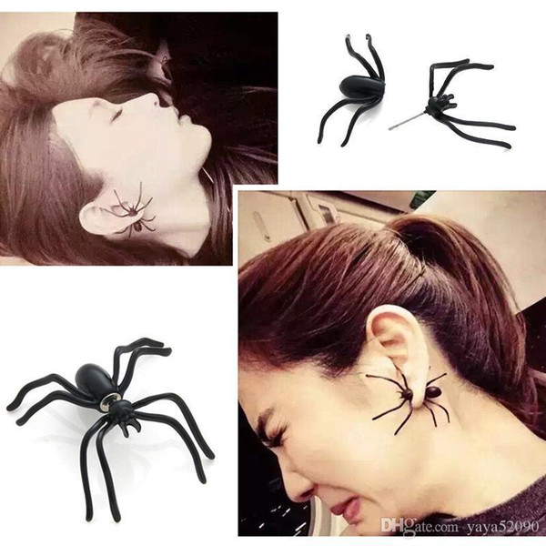 New Cosplay toys for kids Punk Halloween Black Spider Charm Ear Stud Earrings Evening Gift For Party Halloween Costume Novelty Toys