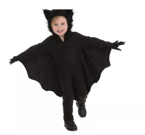 2017 Winter Halloween Costumes Bat clothes Black Bats Cut Fanny Dress Up Party Costume For Children with Gloves mascot