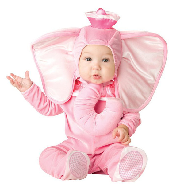 Lovely Animal Halloween Outfit for Baby grow Infant Boys Girls Baby Fancy Dress Cosplay Costume Monkey/Pink Elephant/Lion