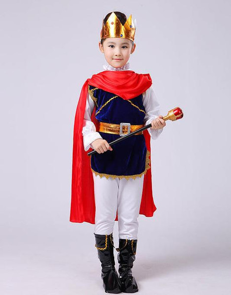 Halloween Children's Costumes Cos Boys Cosplay Prince Masquerade Performance Service Scepter Props Free Shipping