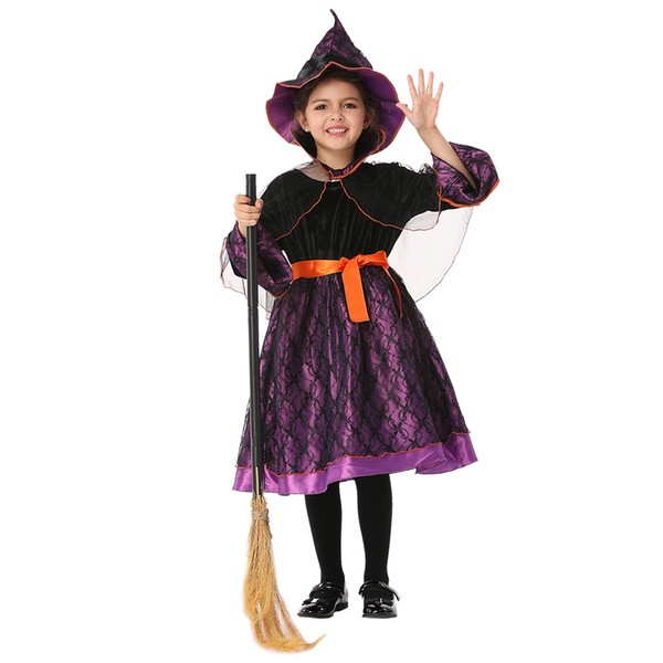 Teenage Role Playing Childrens Cosplay Clothes Witch Authentic Cloth Performance Clothing Witches Dresses Black Shipping EK198